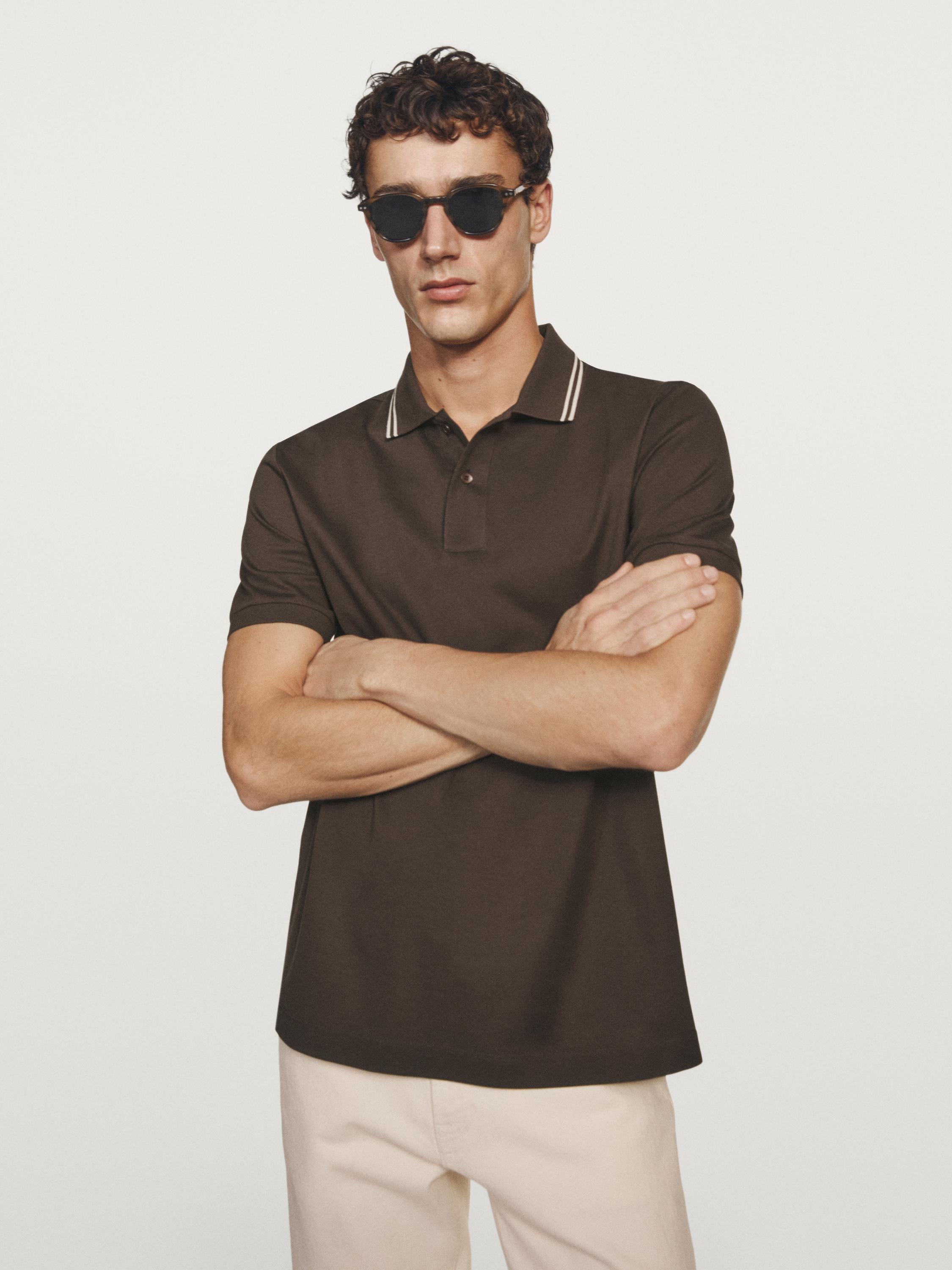Short sleeve polo shirt with contrast detail